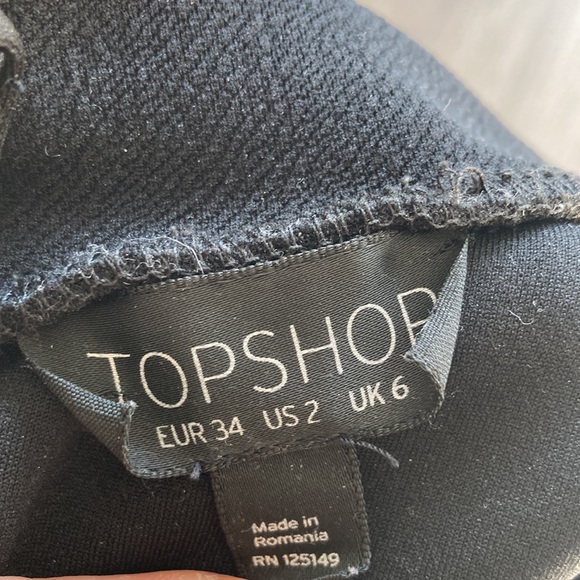 TOPSHOP little black fitted dress French style size 2 turtle neck - Picture 5 of 8